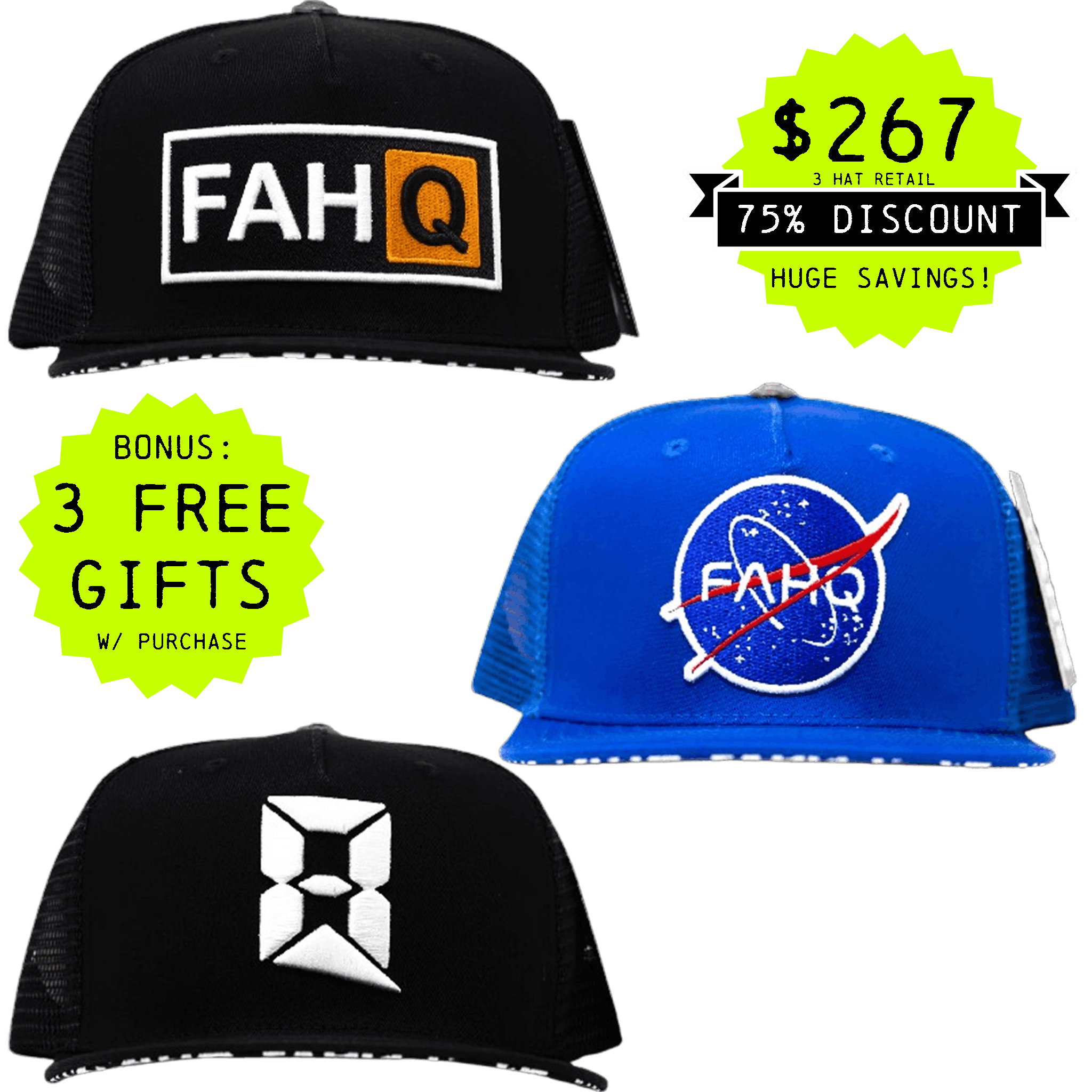 TRUCKER HAT 3-PACK (OPTION A)