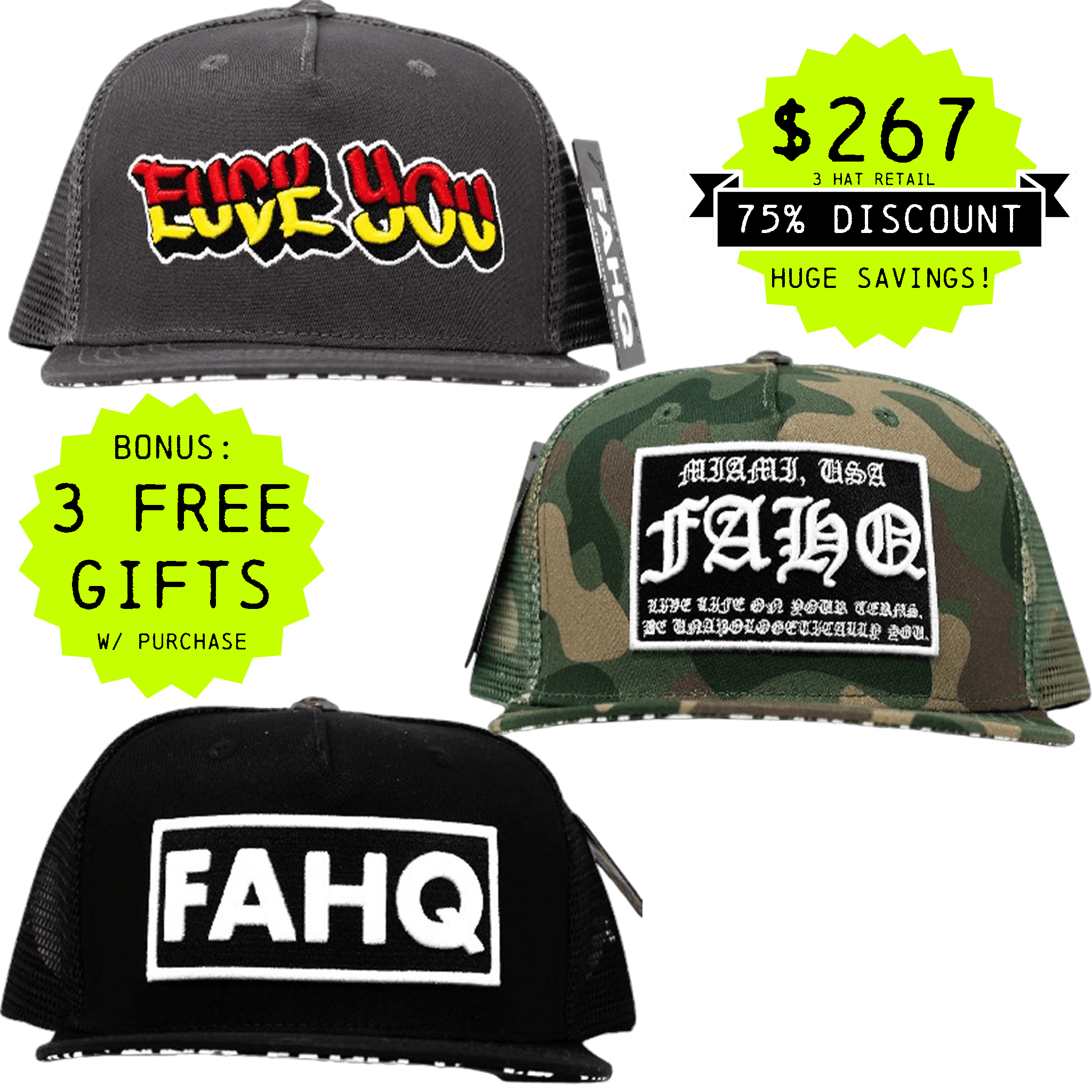 TRUCKER HAT 3-PACK (OPTION B)